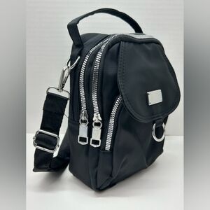 NEW - Black Triple Zip Shoulder Bag | Everyday Casual Mini Purse